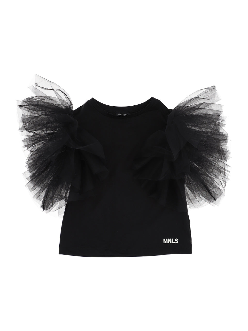 T-SHIRT NERA MANICA TULLE MONNALISA