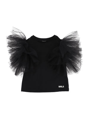 T-SHIRT NERA MANICA TULLE MONNALISA